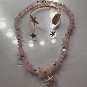 Pink and Gold Starfish Jewelry Set